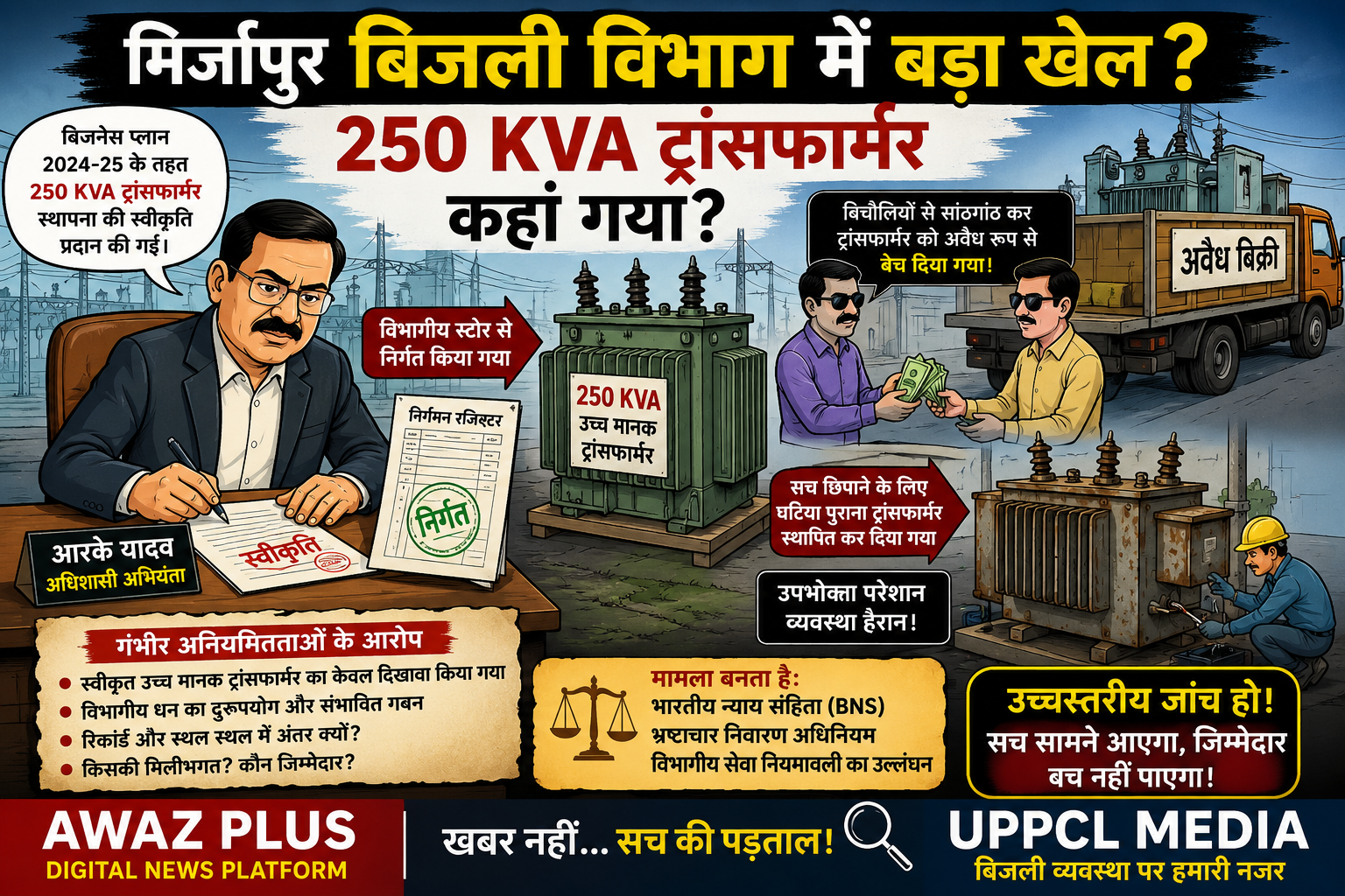 250 केवीए ट्रांसफार्मर प्रकरण में:गंभीर अनियमितताओं के आरोप, जांच की मांग