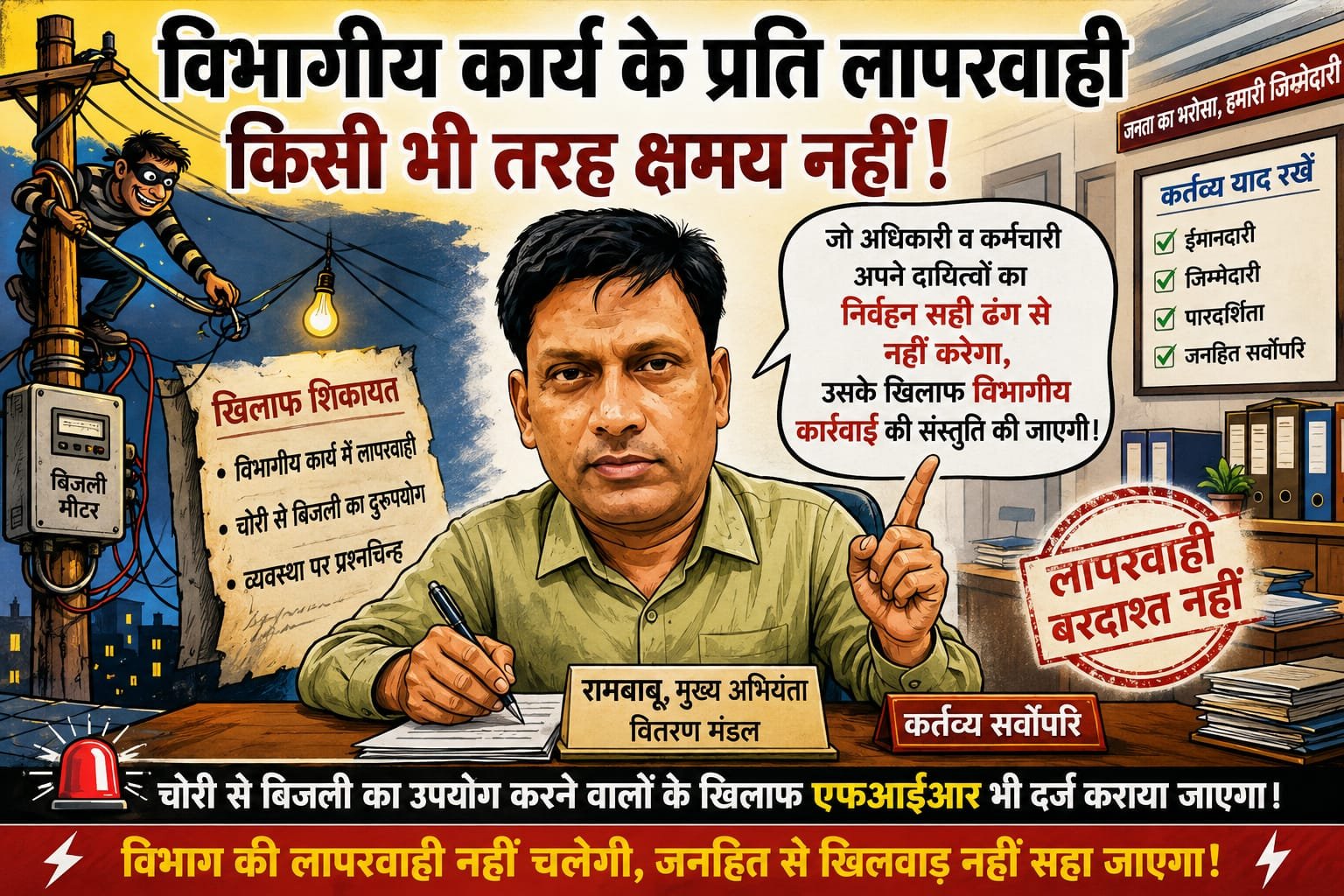 ⚡ बिजली विभाग में बड़ी कार्रवाई:23:कर्मचारियों पर कार्रवाई की संस्तुति, कई संविदाकर्मियों की सेवा समाप्त