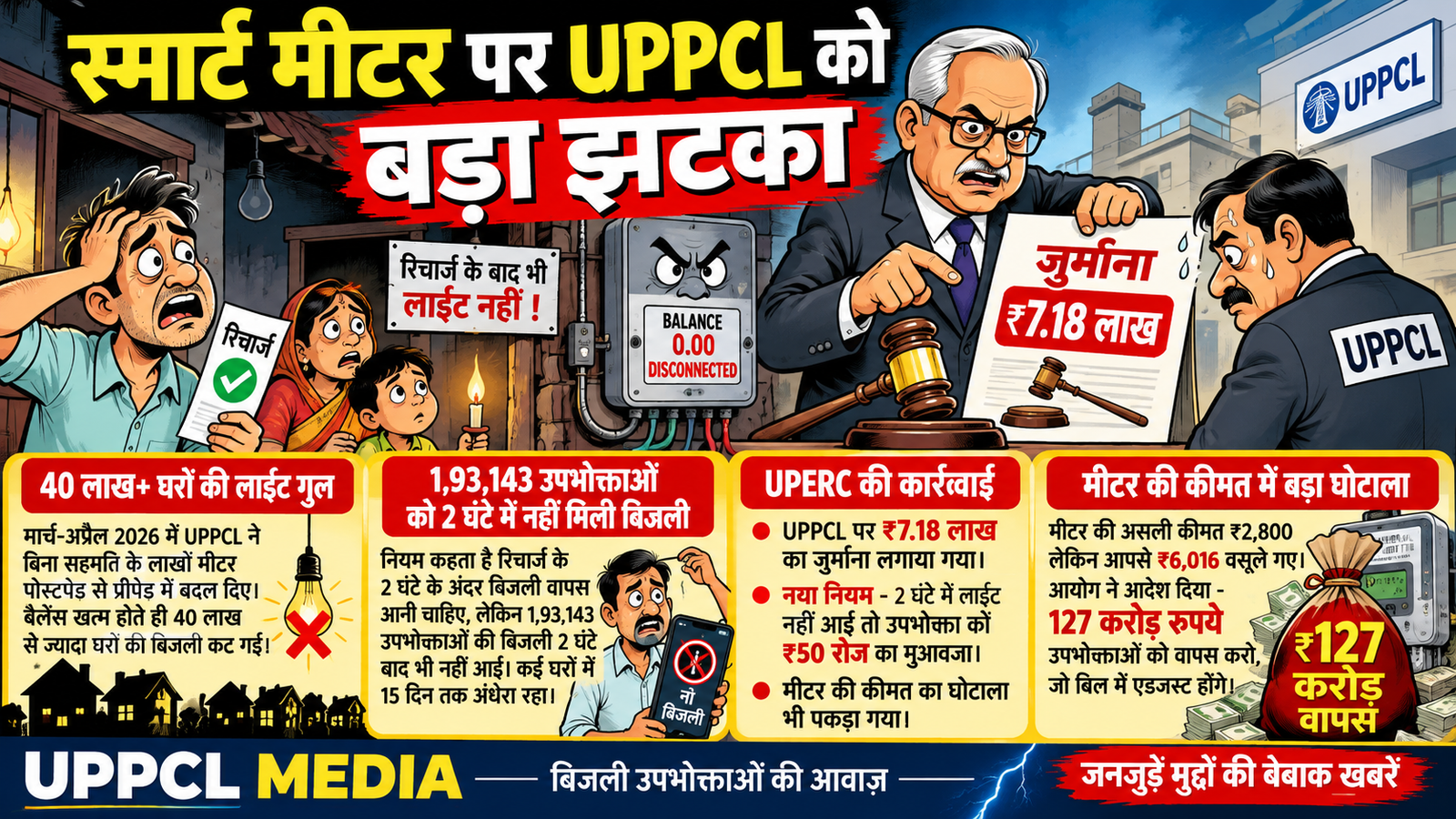 मीटर स्मार्ट, व्यवस्था फेल! रिचार्ज के बाद भी गुल रही बिजली:UPPCL पर UPERC का शिकंजा