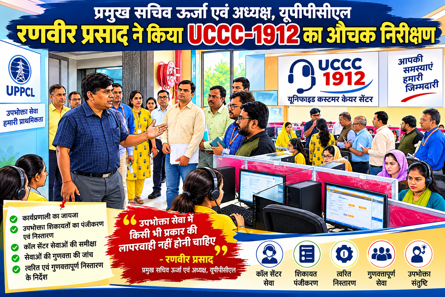 यूपीपीसीएल अध्यक्ष रणवीर प्रसाद:ने किया UCCC-1912 का औचक निरीक्षण