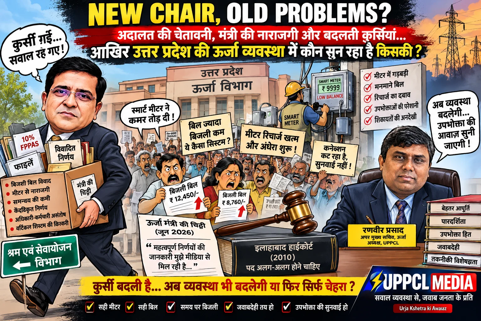 कुर्सी बदली, अब क्या बदलेगी व्यवस्था? ऊर्जा विभाग में सवालों का सिलसिला जारी
