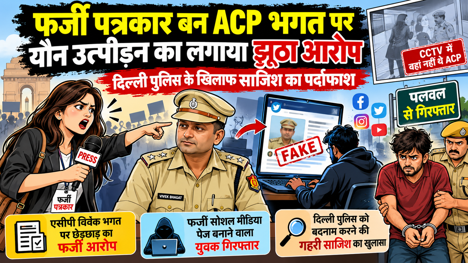 फर्जी पत्रकार बनकर ACP पर छेड़छाड़ का आरोप, दिल्ली पुलिस की जांच में साजिश का खुलासा