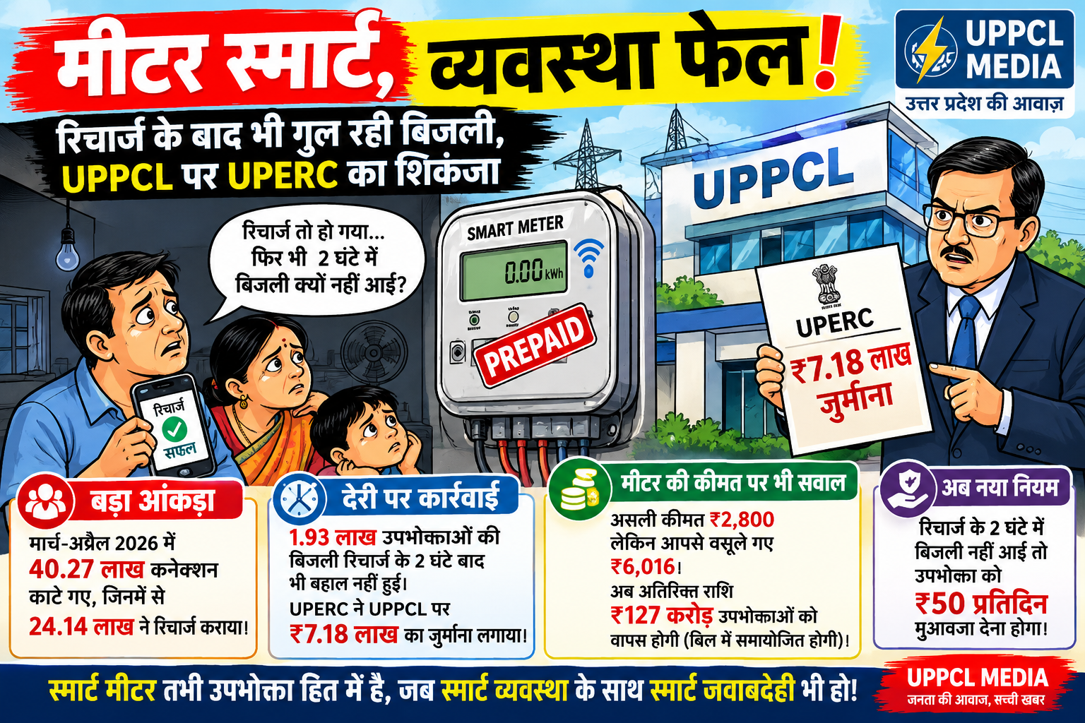 मीटर स्मार्ट, व्यवस्था फेल! रिचार्ज के बाद भी गुल रही बिजली, UPPCL पर UPERC का शिकंजा