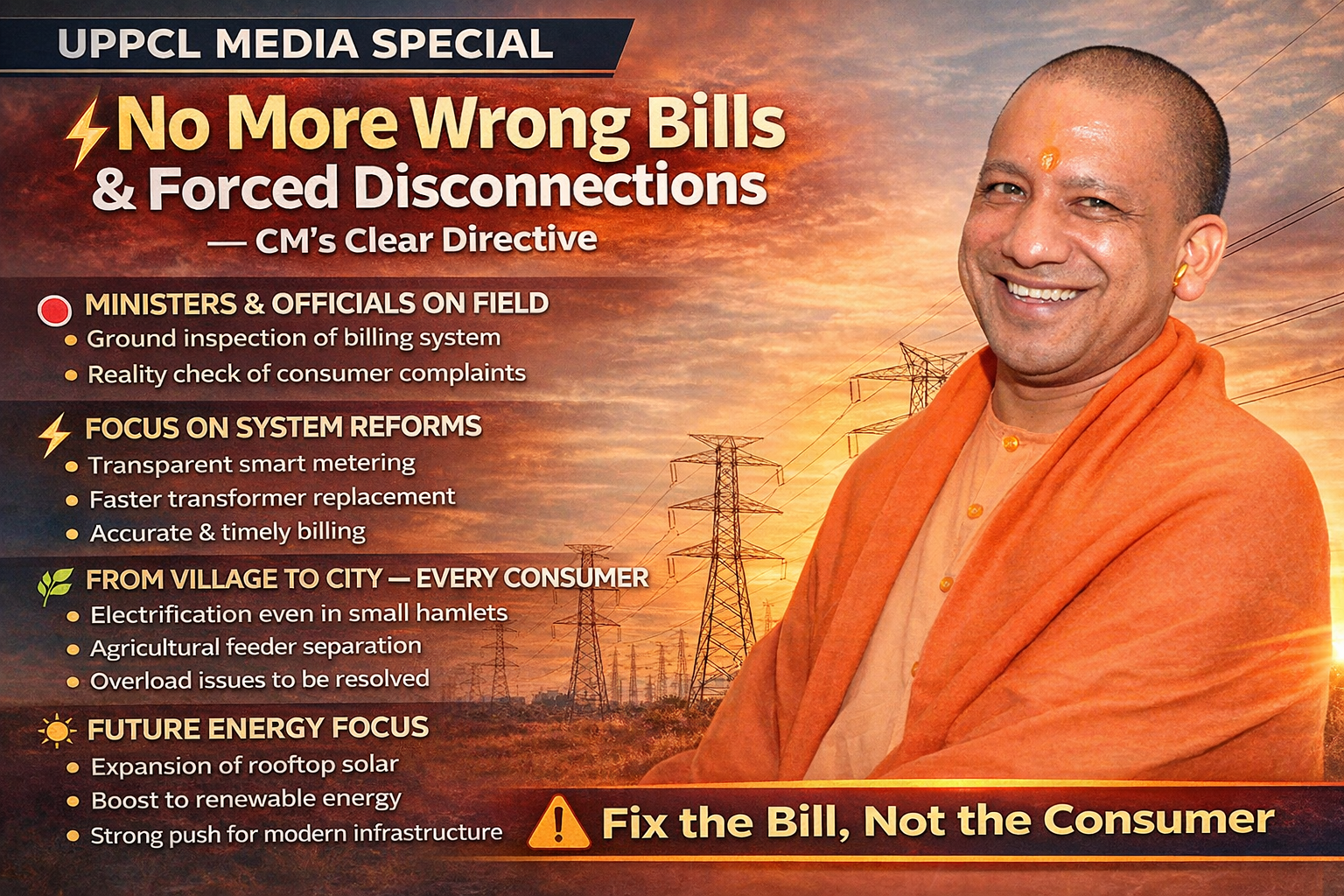 UPPCL MEDIA SPECIAL | ओवरबिलिंग पर सख्त सरकार, “बिना गलती नहीं कटेगा कनेक्शन” — सीएम का स्पष्ट संदेश