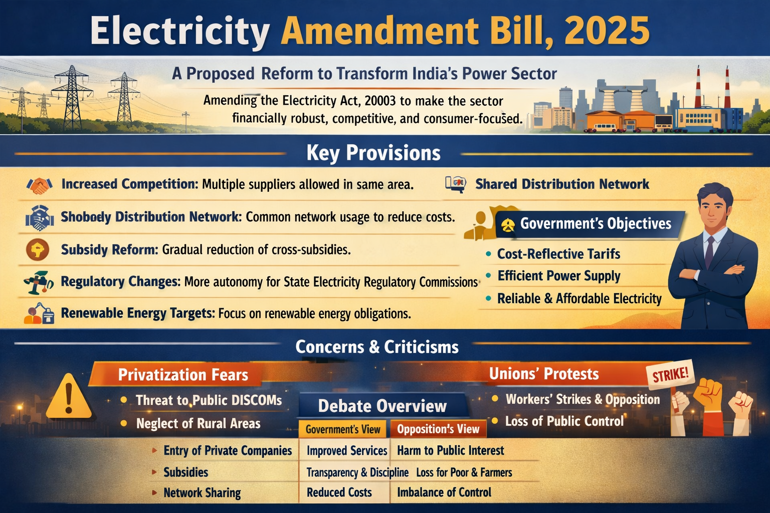 🔥 इलेक्ट्रिसिटी अमेंडमेंट बिल – 2025: क्या भारत का बिजली क्षेत्र निजीकरण की ओर या सुधार की राह पर?