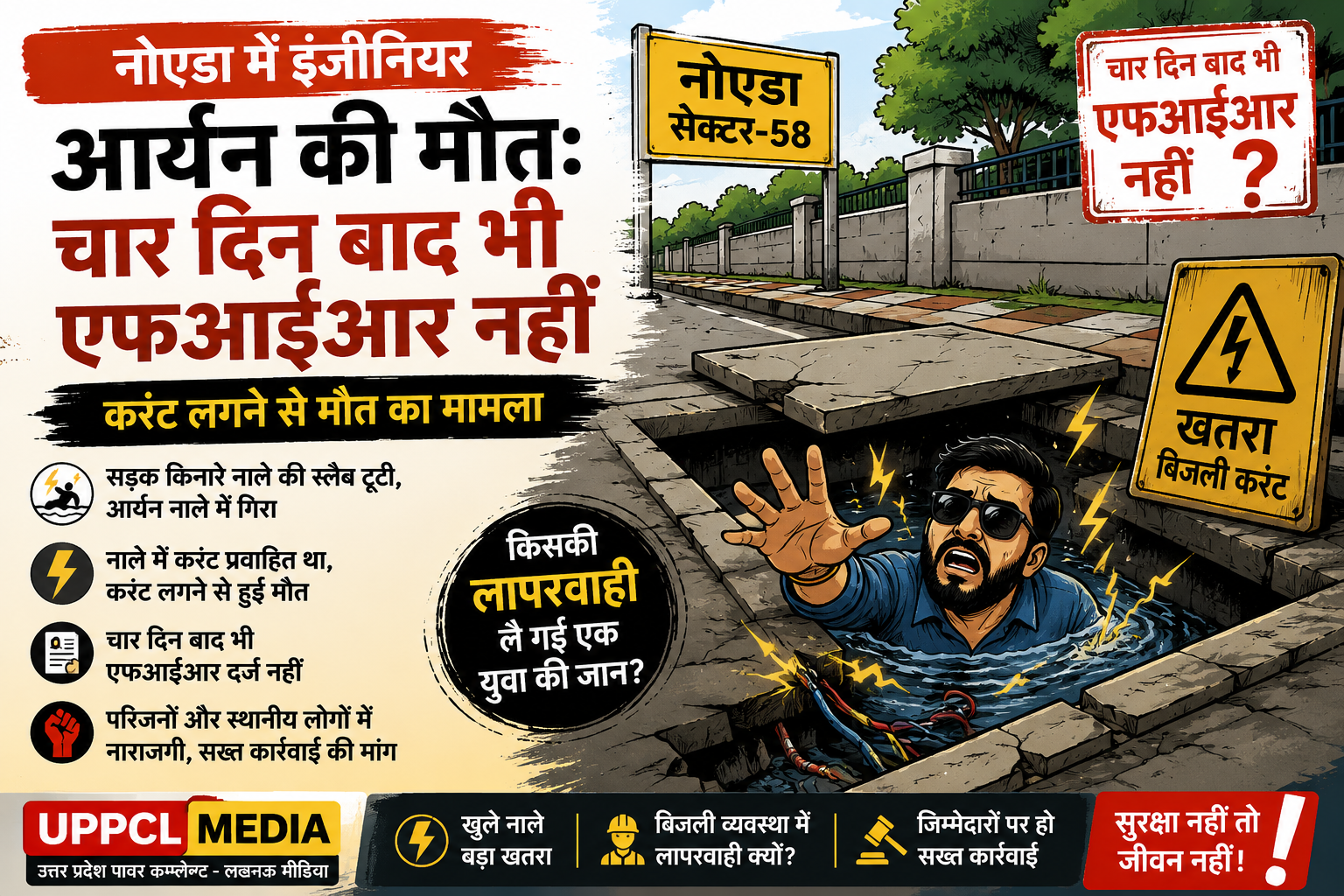 नोएडा में इंजीनियर आर्यन की मौत: चार दिन बाद भी एफआईआर नहीं, करंट से मौत मामले में उठे कई सवाल