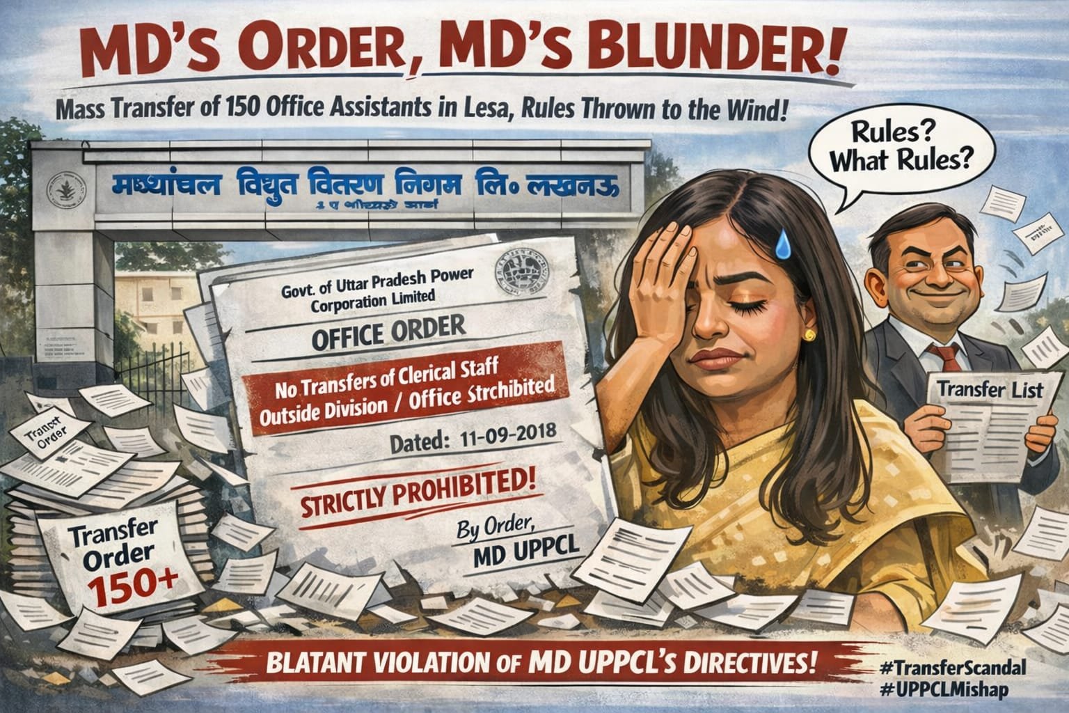 MD के आदेश पर MD का ही तमाचा! लेसा में 150 से अधिक कार्यालय सहायकों के तबादले, यूपीपीसीएल के नियमों की उड़ाई धज्जियां