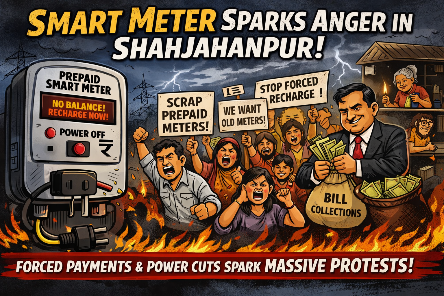 ⚡ स्मार्ट मीटर बना जनता पर ‘बिजली का बोझ’, शाहजहाँपुर में फूटा गुस्सा