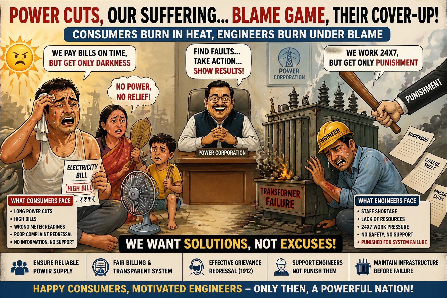 “बिजली विभाग या दंड विभाग?”—उपभोक्ता परेशान, इंजीनियर प्रताड़ित, पावर कॉर्पोरेशन पर सवालों की बौछार