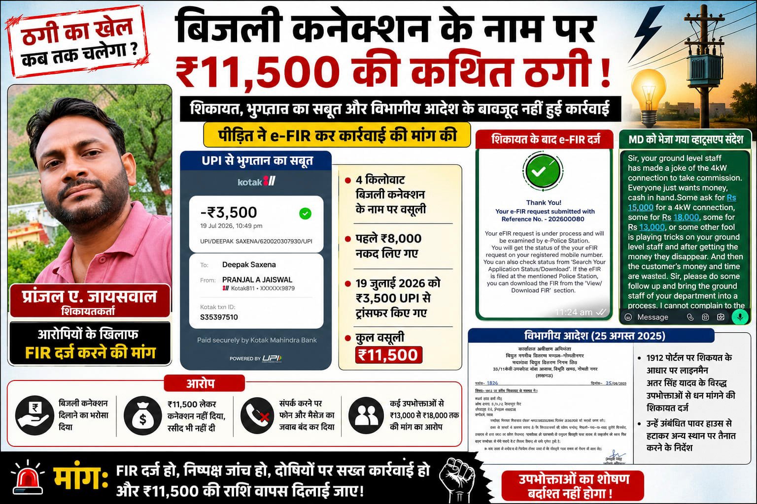 BIG BREAKING ✍🏻 मध्यांचल में ‘कनेक्शन सिंडिकेट’ का खेल? विभागीय आदेश भी बेअसर, शिकायतकर्ता ने खोली कथित वसूली की परत
